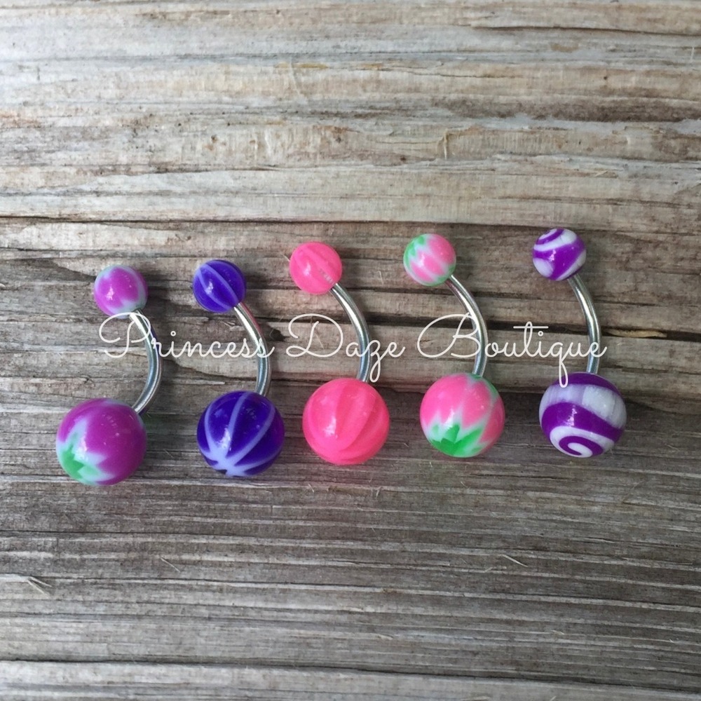 5 Multi-Color Belly‎ Button Navel Rings